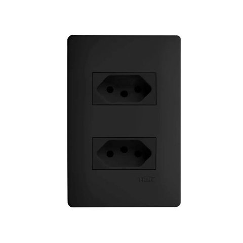 Conjunto Fame Habitat Black - 2 Tomadas 2p+t 10a