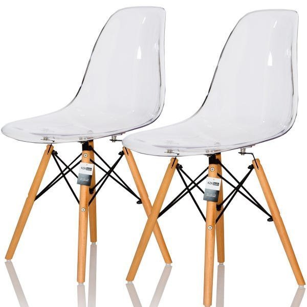 Kit 2 Cadeiras Charles Eames Dsw - Acrílica Transparente - Kzabela