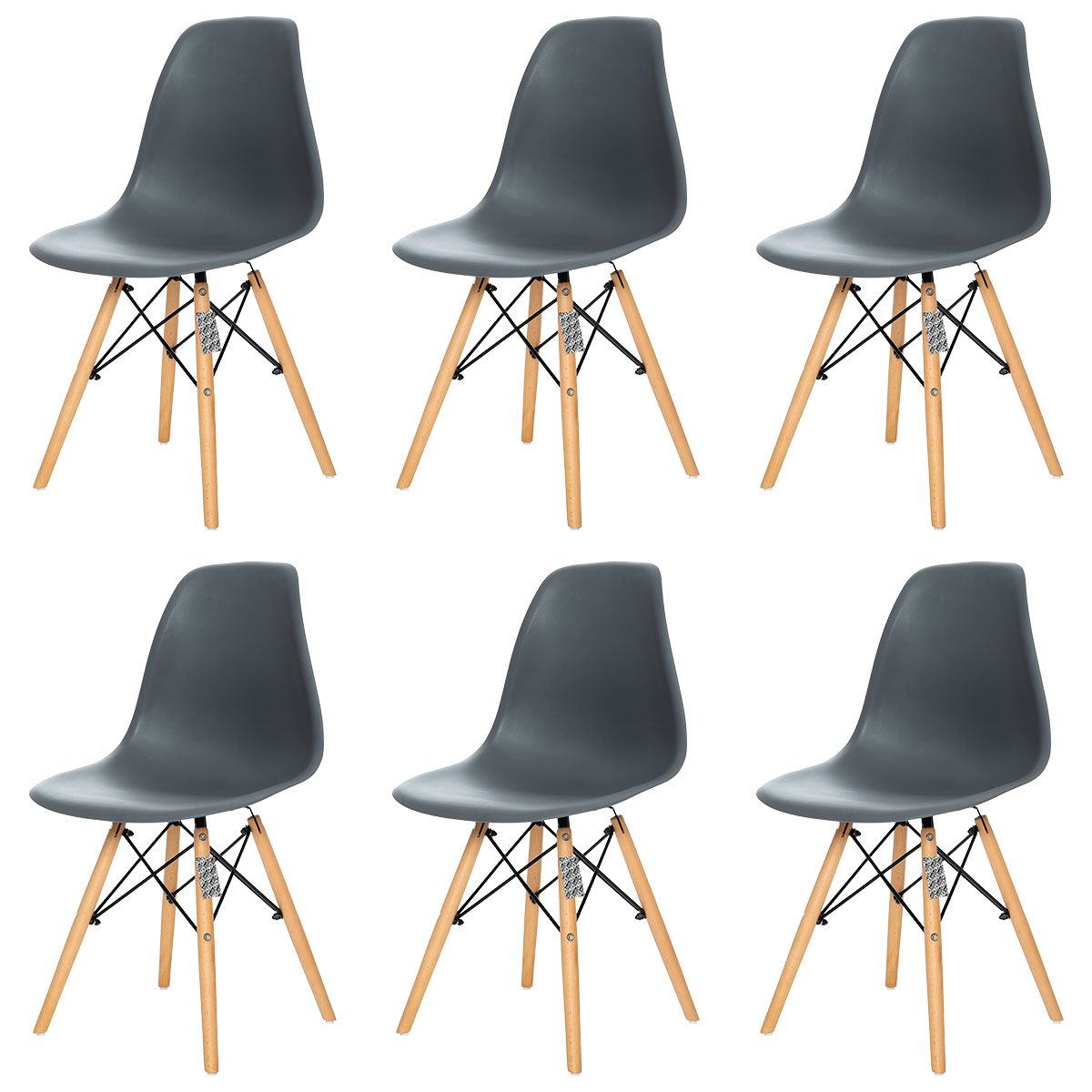Kit 6 Cadeiras Charles Eames Eiffel Dsw - Cinza Escuro - Kza Bela - 1