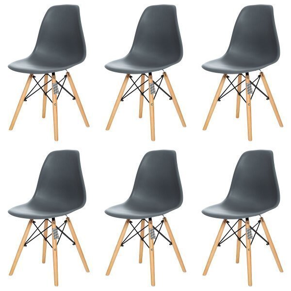 Kit 6 Cadeiras Charles Eames Eiffel Dsw - Cinza Escuro - Kza Bela