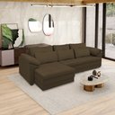 Ver imagem 1 de Sofá Retrátil Manual Sala de Estar Nolan Bipartido 297cm Conforto Premium em Couro Cappuccino G58 -