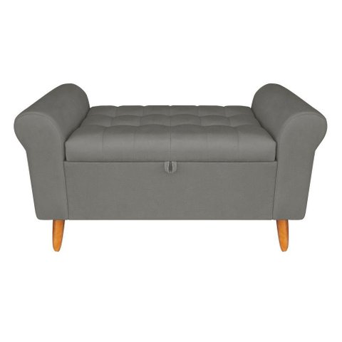 Recamier Bau Rio 160cm Suede Madeira Cinza Inova Decor