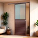 Ver imagem 2 de Porta Correr Susp.Meia Veneziana Meia Vidro Esq L.25 Marrom Corten 210x70 Brimak