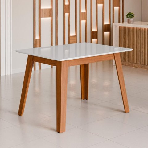 Mesa de Jantar com Vidro 4 Lugares Multimóveis Cr50229 Cinamomo/off White
