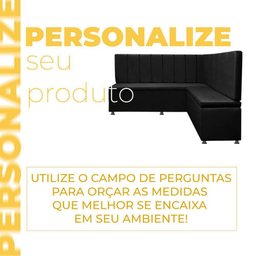 Canto Alemão 4 Lugares para Lanchonete 1,25x1,60m Liso Preto Sofa Store - 3