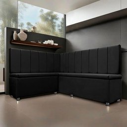 Canto Alemão 4 Lugares para Lanchonete 1,25x1,60m Liso Preto Sofa Store - 1