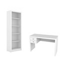 Ver imagem 1 de Escritório com Mesa para Computador 2 Gavetas com Armário Prateleiras Portas Branco - Fdecor