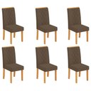 Ver imagem 1 de Conjunto Kit com 6 Cadeiras de Jantar Estofadas Ayla MDF Cedro Linho Canela DJ Móveis