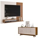 Ver imagem 1 de Painel para Tv Nando e Aparador Buffet Salle Freijó Off White – Dj Móveis