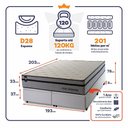 Ver imagem 2 de Conjunto Box Baú Super King Preston Branco 193x203x78 c/ Molas Ensacadas