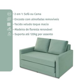 Sofá Simi 2 em 1 Sofá Cama Verde Estofama - 4