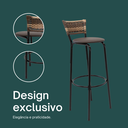 Ver imagem 5 de Kit 4 Banquetas 80cm para Balcão Ilha Bancada Área Gourmet Encosto em Junco Banco Itagold