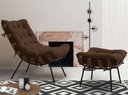 Ver imagem 3 de Poltrona com Puff Costela Sala Quarto Recepção Escritório Esqueleto Base Fixa Veludo