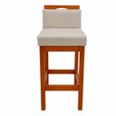 Ver imagem 4 de Kit 2 Banqueta Alta de Madeira Aurora Balcão Cozinha Bistro com Encosto Suede Bege