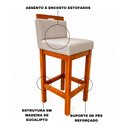 Ver mais imagens de Kit 2 Banqueta Alta de Madeira Aurora Balcão Cozinha Bistro com Encosto Suede Bege