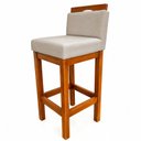 Ver imagem 3 de Kit 2 Banqueta Alta de Madeira Aurora Balcão Cozinha Bistro com Encosto Suede Bege