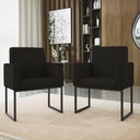 Ver imagem 4 de Kit 2 Poltronas + Namoradeira para Recepção Preto