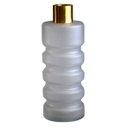 Ver imagem 1 de Vaso em Vidro Trabalhado Branco e Metal Dourado 13x13x37cm