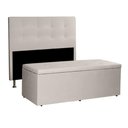Ver imagem 1 de Kit Cabeceira e Calçadeira Baú Casal 1,40m Berlim Suede Bege - Pallazio