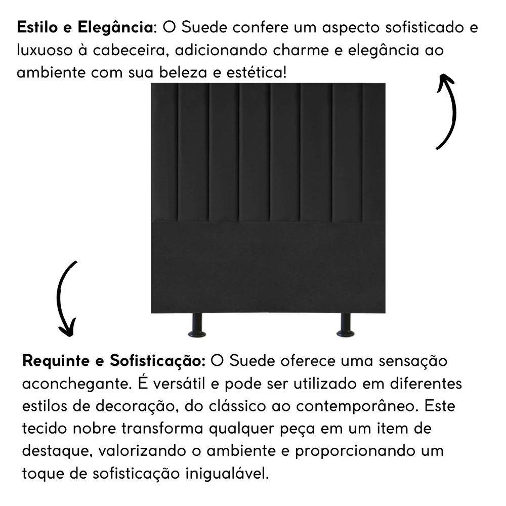 Cabeceira Estofada Cama Casal 140cm Lídia Suede e Frame Preto - 5