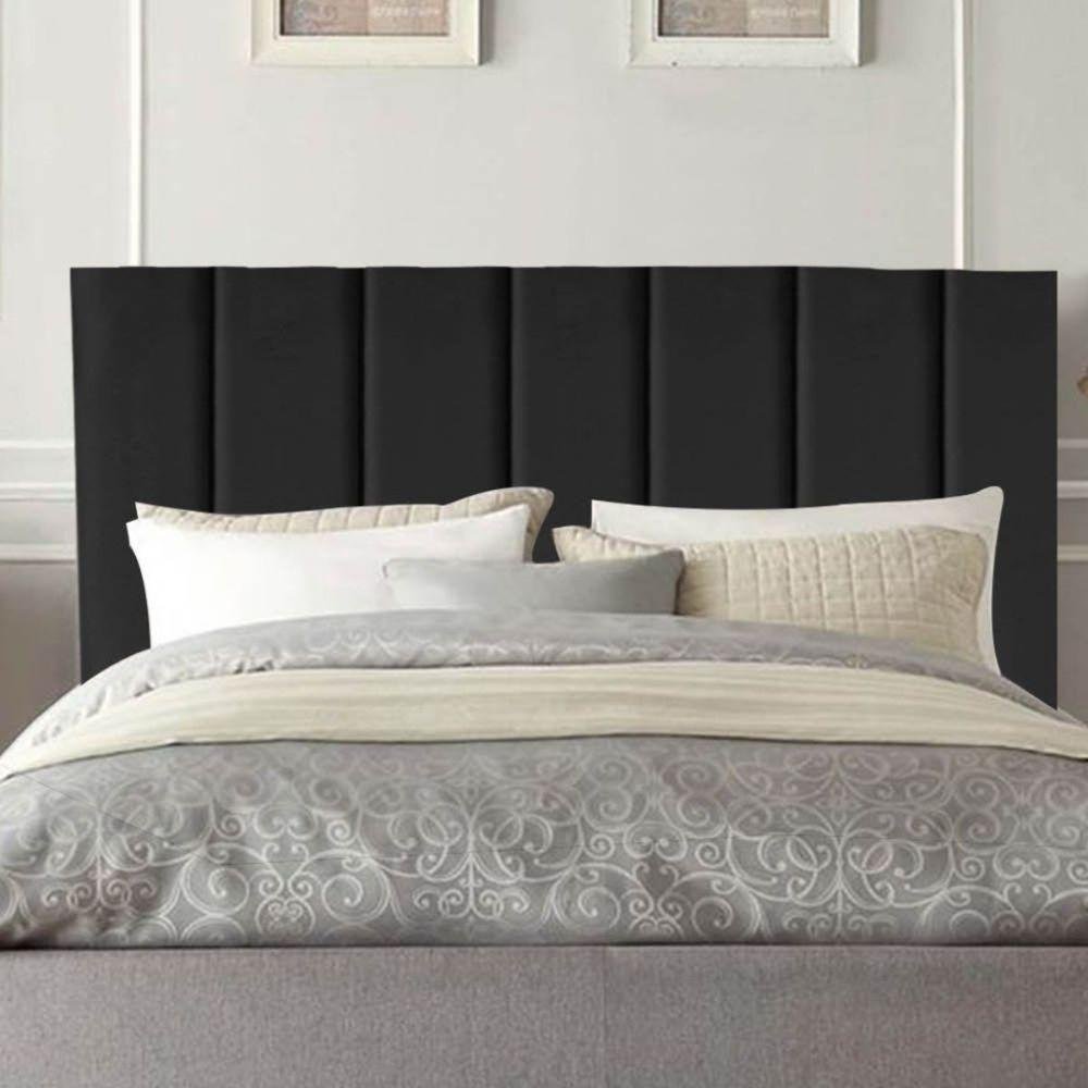 Cabeceira Estofada Cama Casal 140cm Lídia Suede e Frame Preto - 2