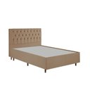 Ver imagem 3 de Kit Cama Box Casal e Cabeceira em Madeira Maciça Estofada Espresso Móveis Bege/Dourado