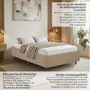Ver mais imagens de Kit Cama Box Casal e Cabeceira em Madeira Maciça Estofada Espresso Móveis Bege/Dourado