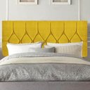 Ver imagem 1 de Painel Estofada Istambul Botão Capitonê 100cm Solteiro para Cama Box Quarto Corino Amarelo - Gat