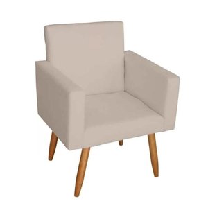 Poltrona Decorativa Nina Suede Bege - Kimi Decor