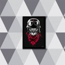 Ver imagem 1 de Quadro Decorativo Gato Motoqueiro 24x18cm - com vidro:Madeira branca