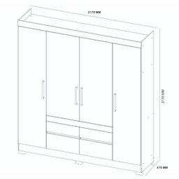 Guarda-Roupa Casal Bilbao 4 Portas Amendola Off-White - 5