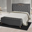 Ver imagem 4 de Kit de Cabeceira de Cama Box e Calçadeira Baú Helena Queen 160 Cm Retro Capitonê Suede Grafite