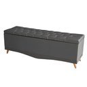 Ver imagem 3 de Kit de Cabeceira de Cama Box e Calçadeira Baú Helena Queen 160 Cm Retro Capitonê Suede Grafite
