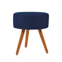 Ver imagem 1 de Puff Puf Banqueta Redondo Para Camarim Suede Azul Marinho