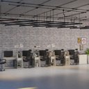 Ver imagem 1 de Conjunto de Escritório Noruega 4 Livreiro 1 Buffet e 5 Mesas 90cm - Via Nossa - Off White e Cedro