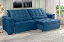 Ver imagem 1 de Sofá Retrátil e Reclinável Renew 2.30m Estilo Estofados - França Velusoft Cor "azul"