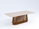 Ver imagem 1 de Mesa de Jantar Pitanga 2,20x1,10m Tampo em MDF e Off White com Vidro Temperado