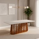 Ver imagem 2 de Mesa de Jantar Pitanga 2,20x1,10m Tampo em MDF e Off White com Vidro Temperado