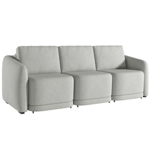 Sofá Cama para Sala de Estar 3 Lugares 276cm Montserrat K01 Linho Cinza - Lyam Decor