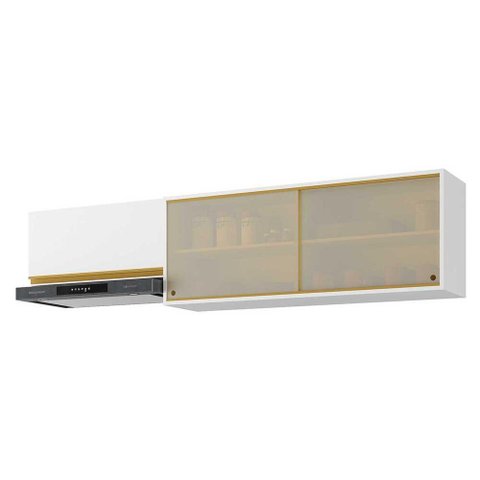 Kit 2 Armários de Cozinha Aéreos 3 Portas Veneza Multimóveis Mp2153 Branco/dourado