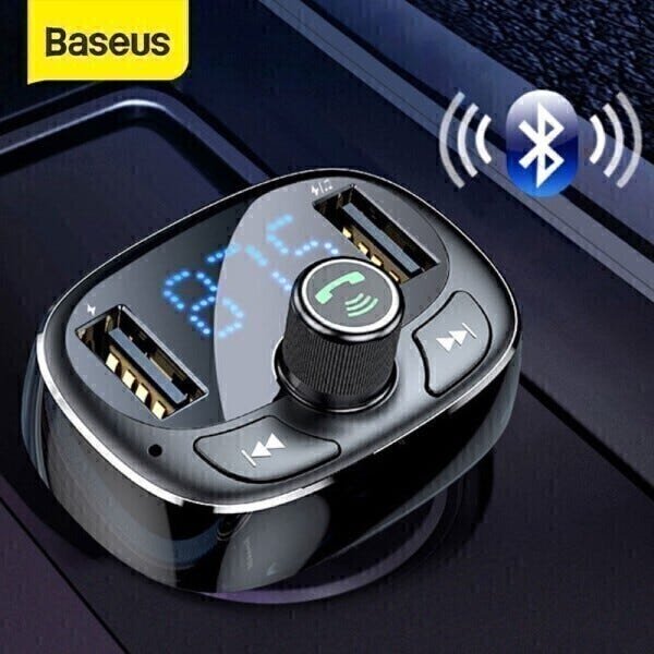 Carregador Veicular Tipo T Baseus 2 USB Transmissor Fm Bluetooth Mp3 Pendrive Rádio Cartão Memó - Pr - 2