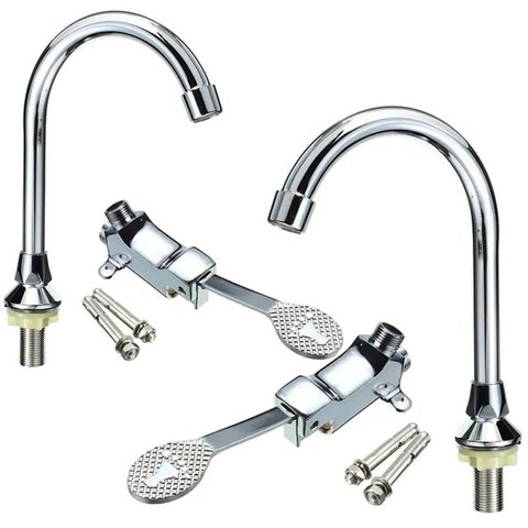 Torneira Valvula Acionamento Pedal Kit 2 Uni Banheiro Hospital Clinica Laboratorio Piscina Pia