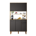 Ver imagem 4 de Armário de Cozinha Organizador com Pés Retrô e Bancada 6 Portas  Grafite