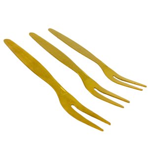 Jogo Garfos 6 Un Sobremesa Luxo Design Moderno Dourado Gold 4214