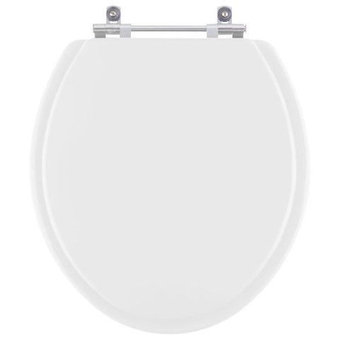 Assento Sanitário Tampa de Vaso Madeira Mdf Laqueado Convencional Oval Universal 6lpf - Branco