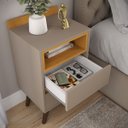 Ver imagem 2 de Mesa de Cabeceira Allamo 2 Gavetas Pés Retro Corrediça Metálica Fend/Nature
