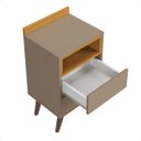 Ver imagem 4 de Mesa de Cabeceira Allamo 2 Gavetas Pés Retro Corrediça Metálica Fend/Nature