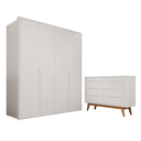 Ver imagem 2 de Conjunto Infantil/Juvenil Guarda-Roupa e Cômoda em MDF Lizz Branco