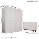 Ver imagem 3 de Conjunto Infantil/Juvenil Guarda-Roupa e Cômoda em MDF Lizz Branco