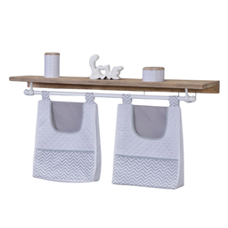 Porta Fralda Organizador Quarto de Bebê Menino Menina 2 Peças Varão:chevron Cinza - 2